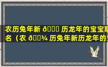 农历兔年新 🐅 历龙年的宝宝取名（农 🌾 历兔年新历龙年的宝宝取名叫什么）